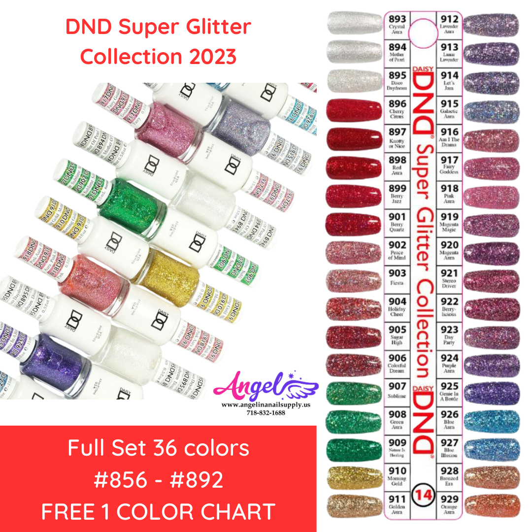 DND14 Super Glitter Collection (Full Set #893 - #929) - Angelina Nail Supply NYC