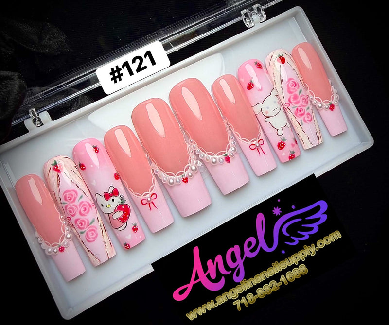 Angelina Handmade Custom Press-On | Long Nail Design #121