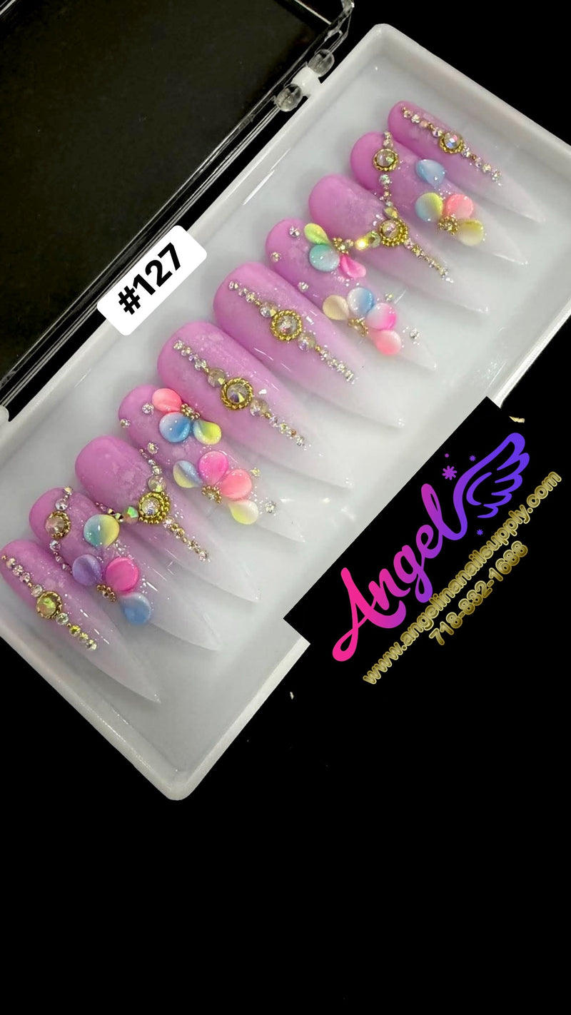 Angelina Handmade Custom Press-On | Long Nail Design #127