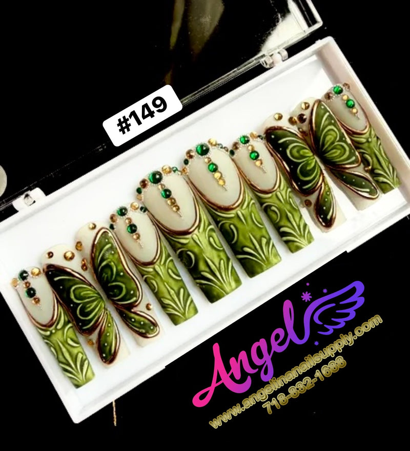 Angelina Handmade Custom Press-On | Long Nail Design #149