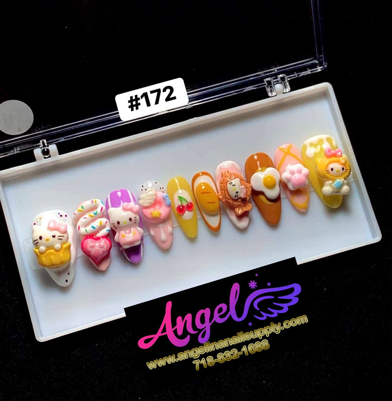 Angelina Handmade Custom Press-On | Long Nail Design #172