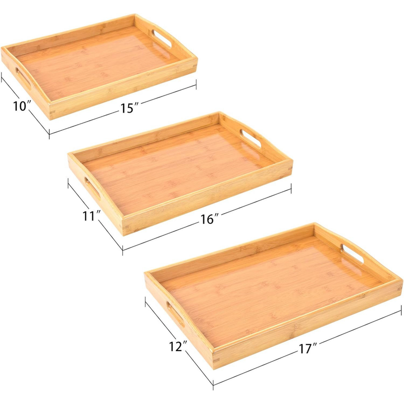 Bamboo Wood Spa-Serving Tray with Handles