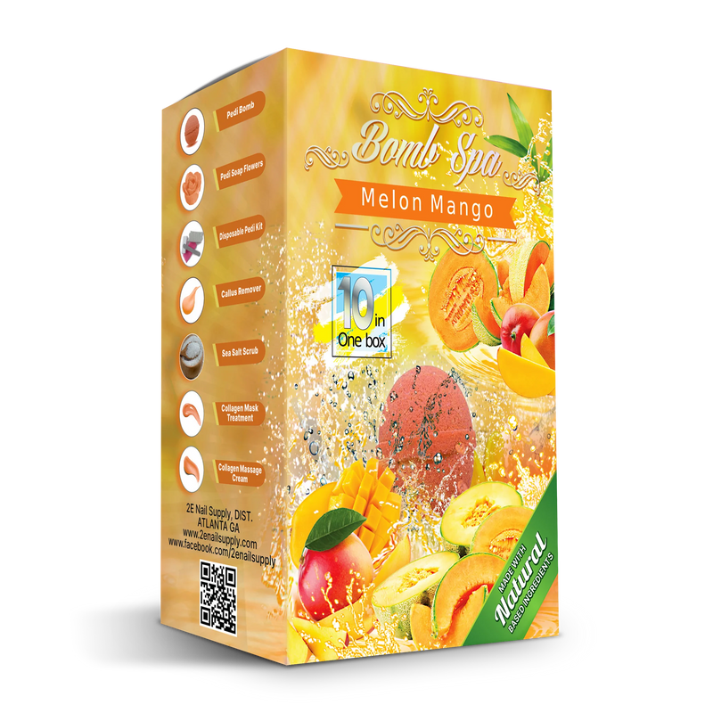 2E Organic Bomb Spa 10 in 1 - Melon Mango (box/80 kits) - Angelina Nail Supply NYC