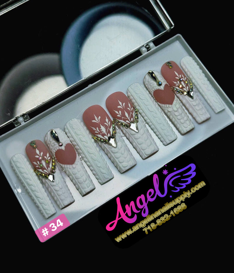 Angelina Handmade Custom Press-On | Long Nail Design #030-#059