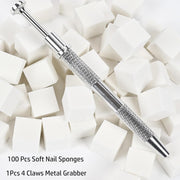 4-Claw Metal Grabber Pickup Tool with With 100pcs Soft Sponge - Angelina Nail Supply NYC