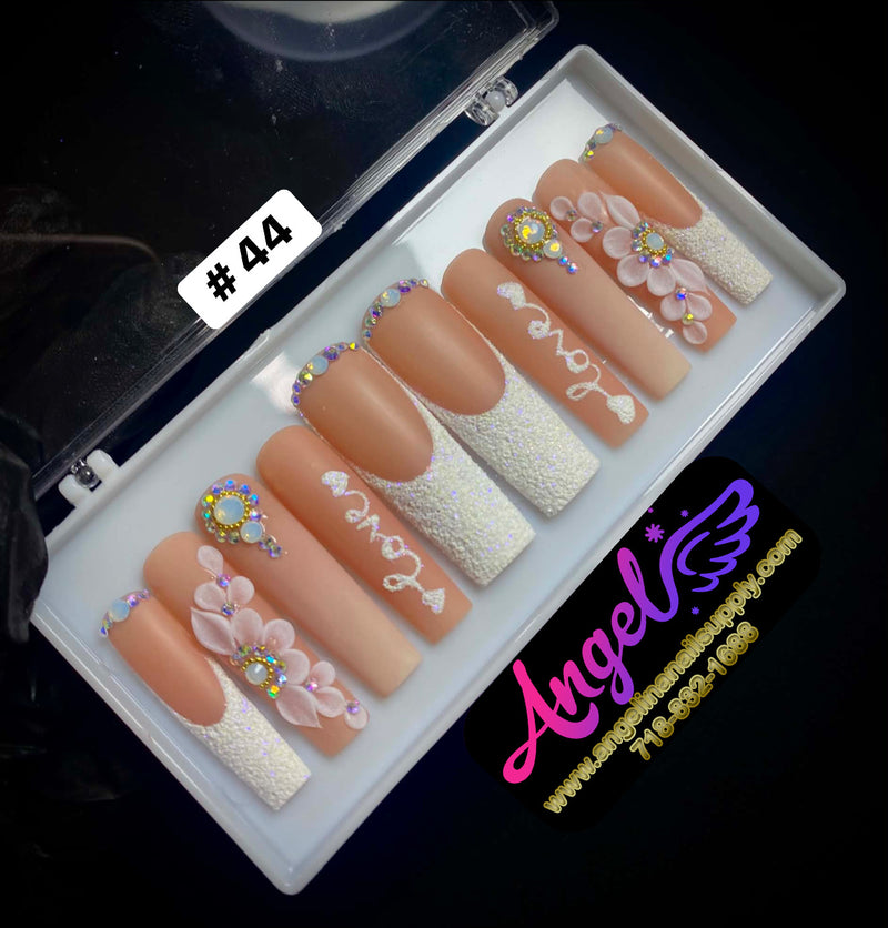 Angelina Handmade Custom Press-On | Long Nail Design #030-#059