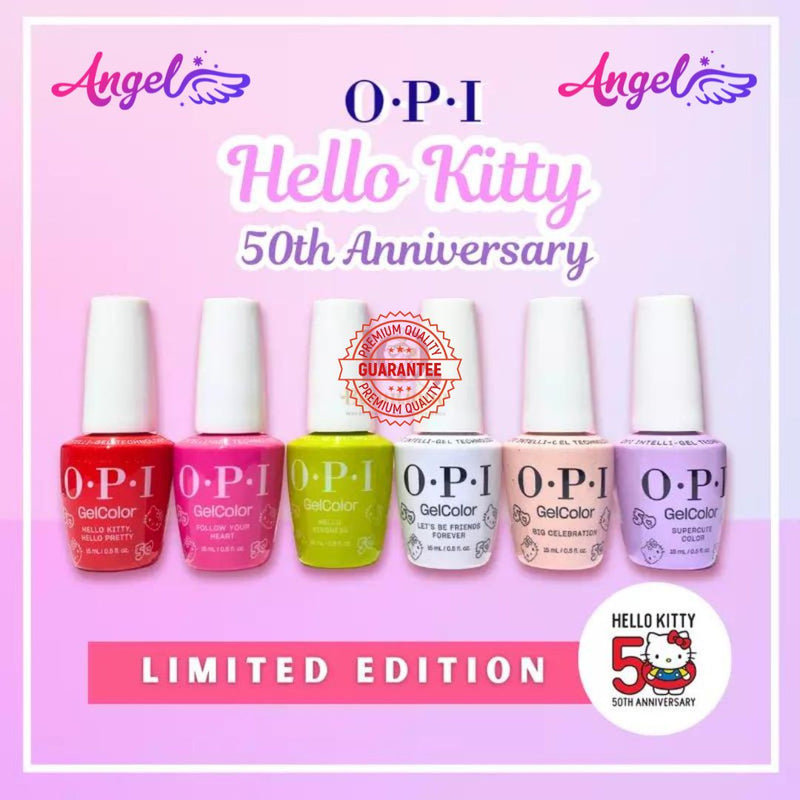 OPI Gel Color - Hello Kitty 50th Anniversary Collection 6 Colors (12 bottles) & 1 Base Gel 1 Top Gel | Limited Edition