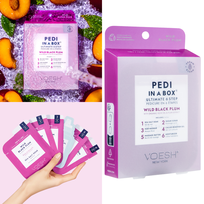 Voesh - Pedi in a Box Ultimate 6 Steps Wild Black Plum (box/30pcs)