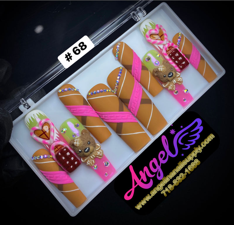 Angelina Handmade Custom Press-On | Long Nail Design #060-#089