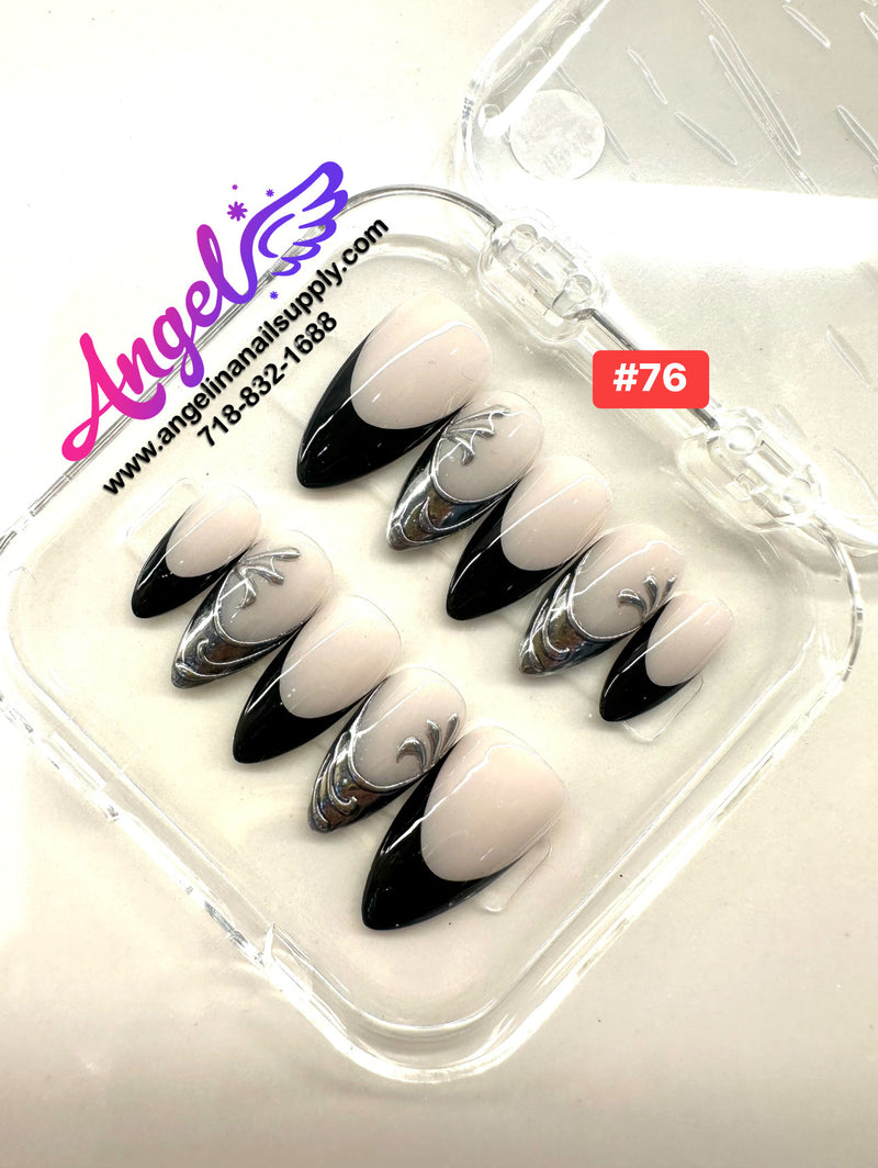 Angelina Handmade Custom Press-On Nails #060-#089 Christmas Red Glitter, Snowflake Holiday Design, Winter Press-On Nail Set