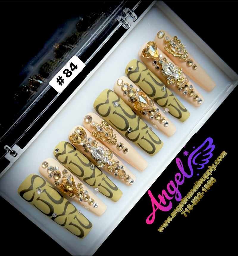 Angelina Handmade Custom Press-On | Long Nail Design #060-#089