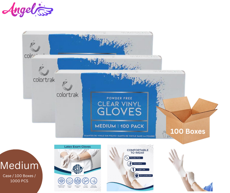 Colortrak Clear Vinyl Glove | Size: Medium (Case/10boxes)