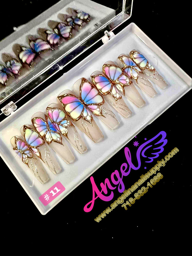 Angelina Handmade Custom Press-On | Long Nail Design 001-029 - Angelina Nail Supply NYC