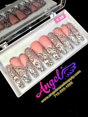 Angelina Handmade Custom Press-On | Long Nail Design 001-029 - Angelina Nail Supply NYC