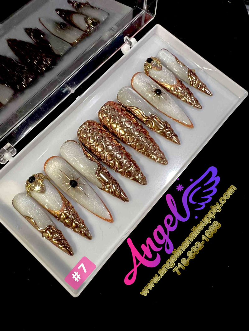 Angelina Handmade Custom Press-On | Long Nail Design 001-029 - Angelina Nail Supply NYC