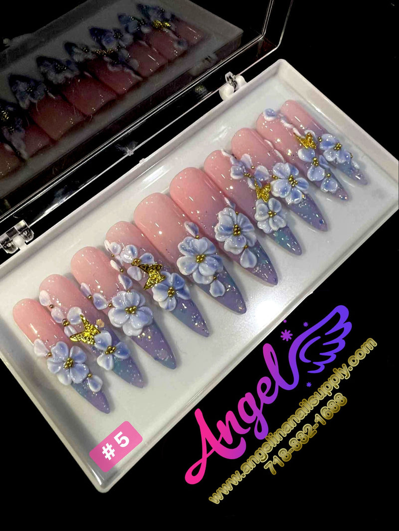 Angelina Handmade Custom Press-On | Long Nail Design 001-029 - Angelina Nail Supply NYC