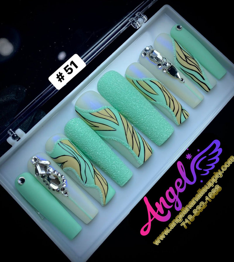 Angelina Handmade Custom Press-On | Long Nail Design 030-059 - Angelina Nail Supply NYC