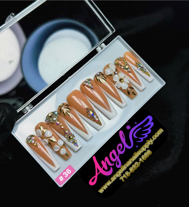 Angelina Handmade Custom Press-On | Long Nail Design 030-059 - Angelina Nail Supply NYC