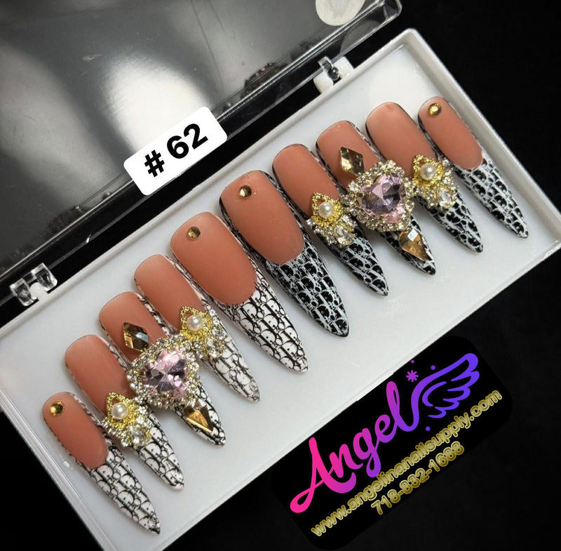 Angelina Handmade Custom Press-On | Long Nail Design 060-089 - Angelina Nail Supply NYC