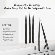 Brush Set | Black Liner Art Brush with Dotting Tool (5in1) - Angelina Nail Supply NYC