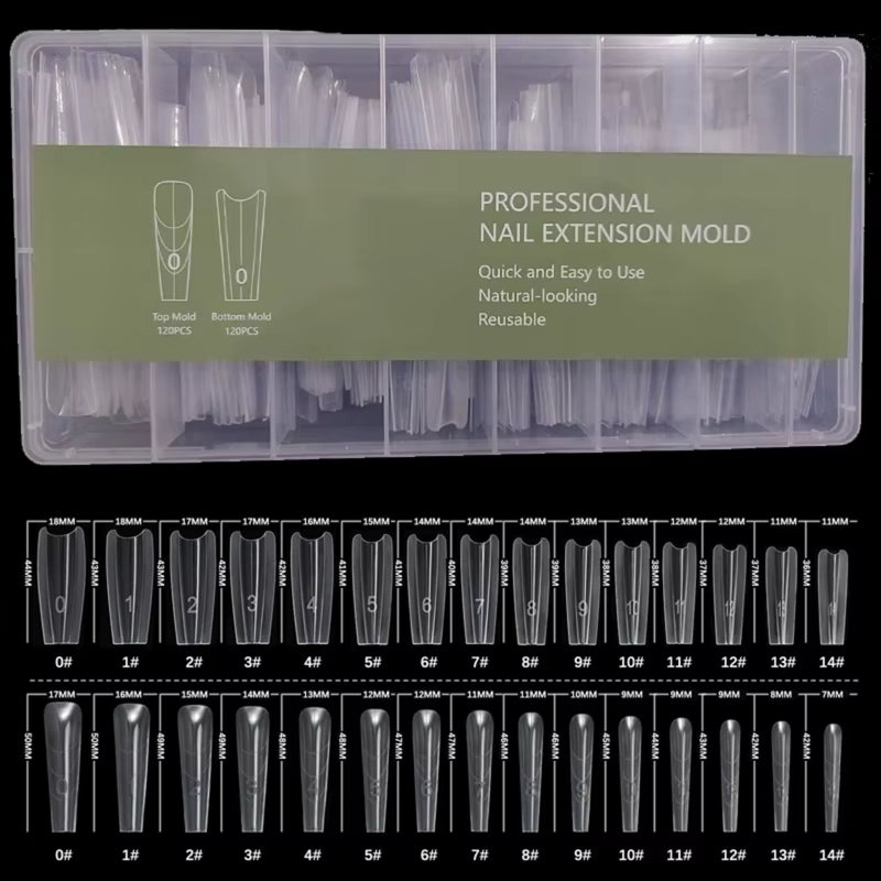 Dual Nail Form Extension Mold 15 sizes/240 pcs - Angelina Nail Supply NYC