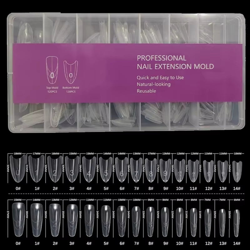 Dual Nail Form Extension Mold 15 sizes/240 pcs - Angelina Nail Supply NYC