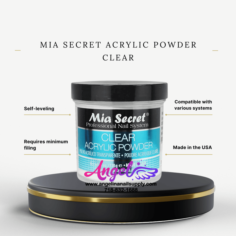 Mia Secret Acrylic Powder Clear 4oz - Angelina Nail Supply NYC