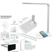 Oxylops LED Desk Lamp | Touch-Dimmable Lamp with USB Charging Port, Timer Function, Foldable Lamp - Angelina Nail Supply NYC