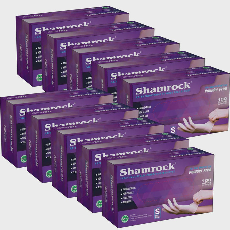 Shamrock Latex Gloves Powder Free (Small - Case/10 boxes) - Angelina Nail Supply NYC