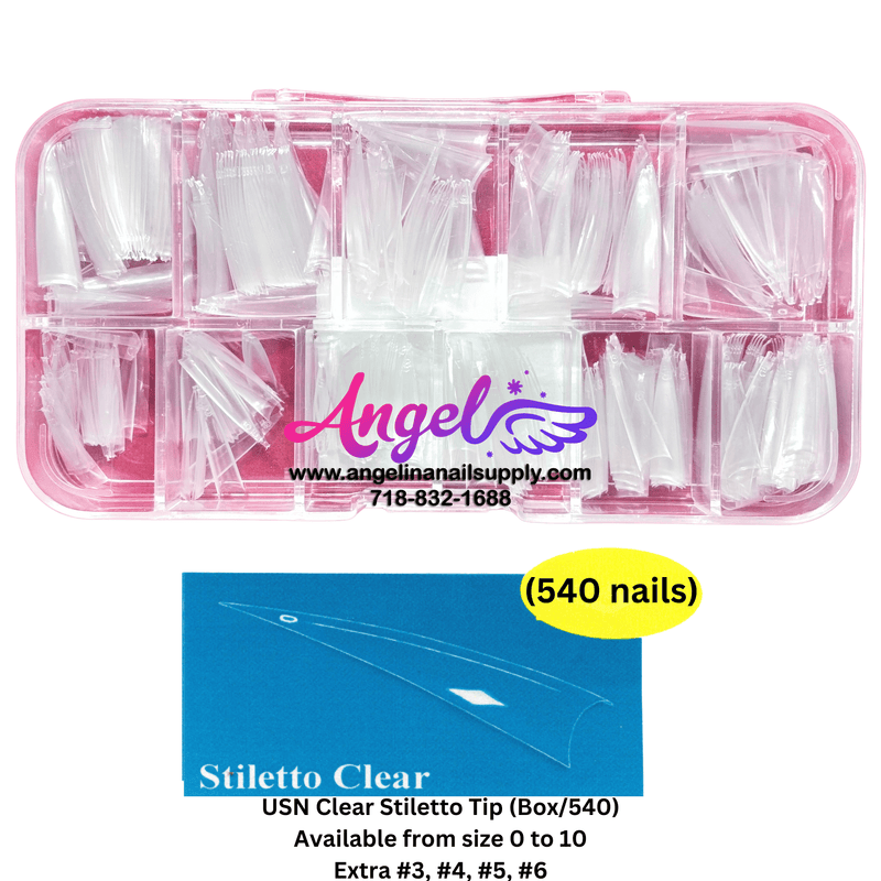 USN Straight Nail Tip Box (540 tips) - Angelina Nail Supply NYC