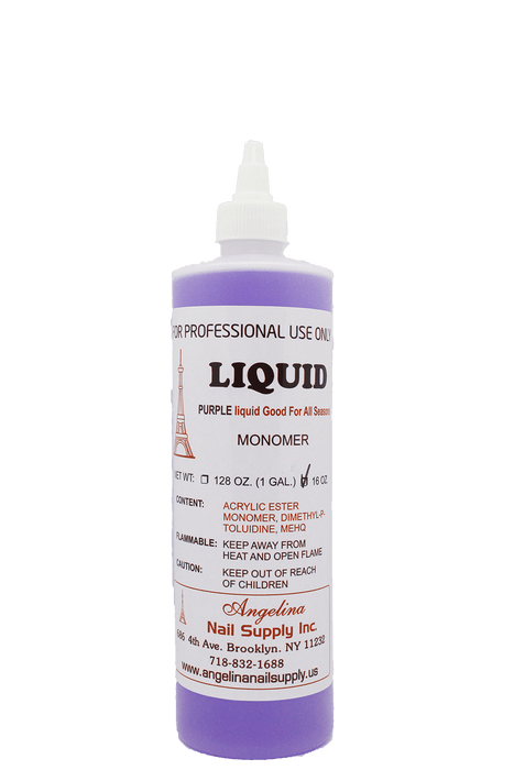 Angelina Liquid Acrylic Monomer | Clear or Purple with 8 oz or 16 oz - Angelina Nail Supply NYC