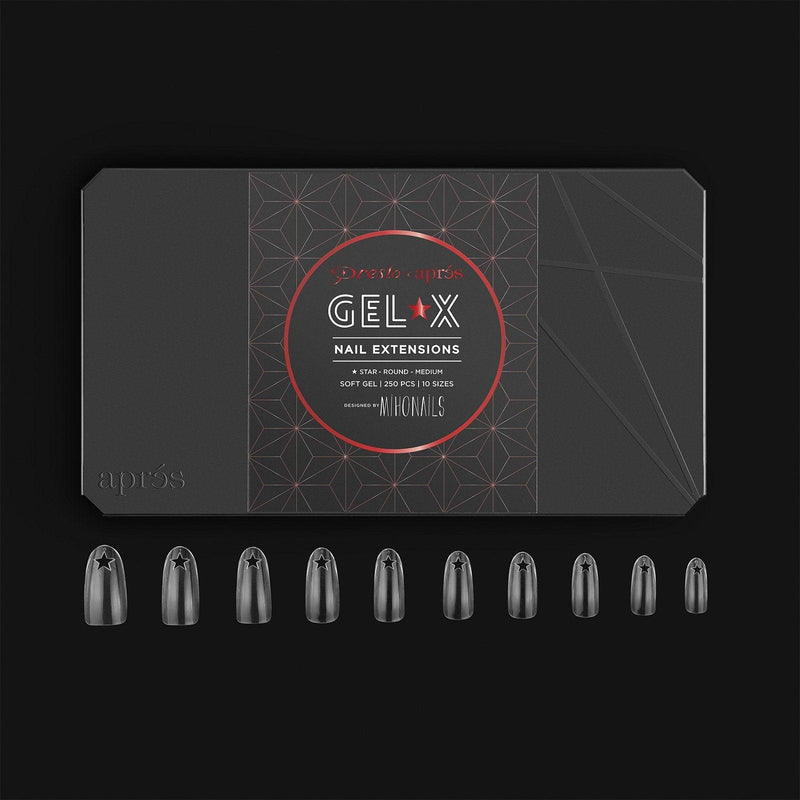 Aprés Box of Tips Natural - Star - Round - Medium - Angelina Nail Supply NYC