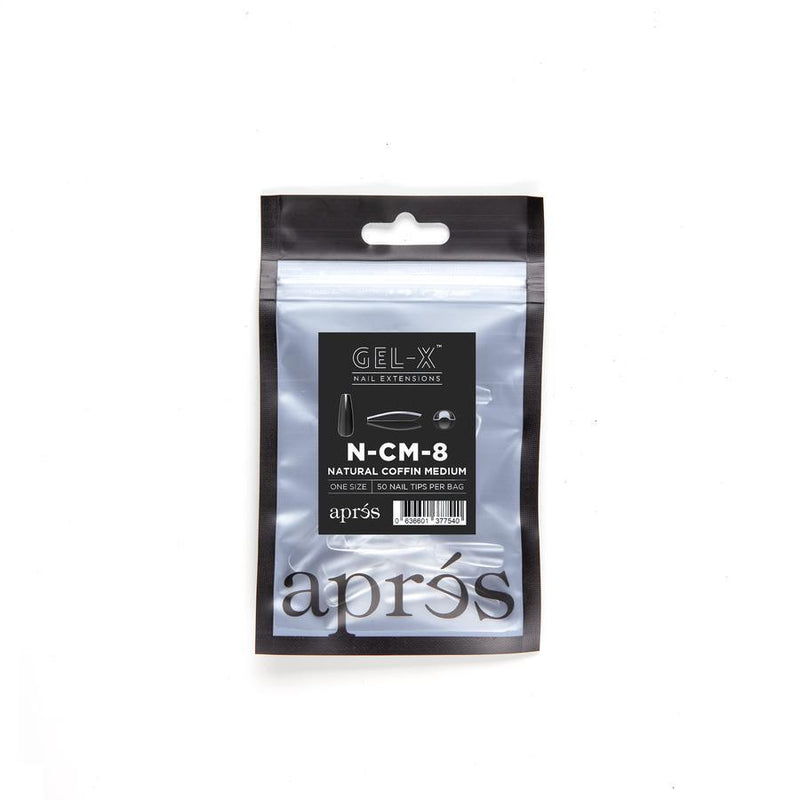 Aprés Refill Bags Natural Coffin Medium (50pcs/pack) - Angelina Nail Supply NYC