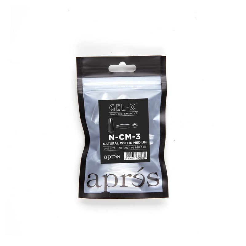 Aprés Refill Bags Natural Coffin Medium (50pcs/pack) - Angelina Nail Supply NYC