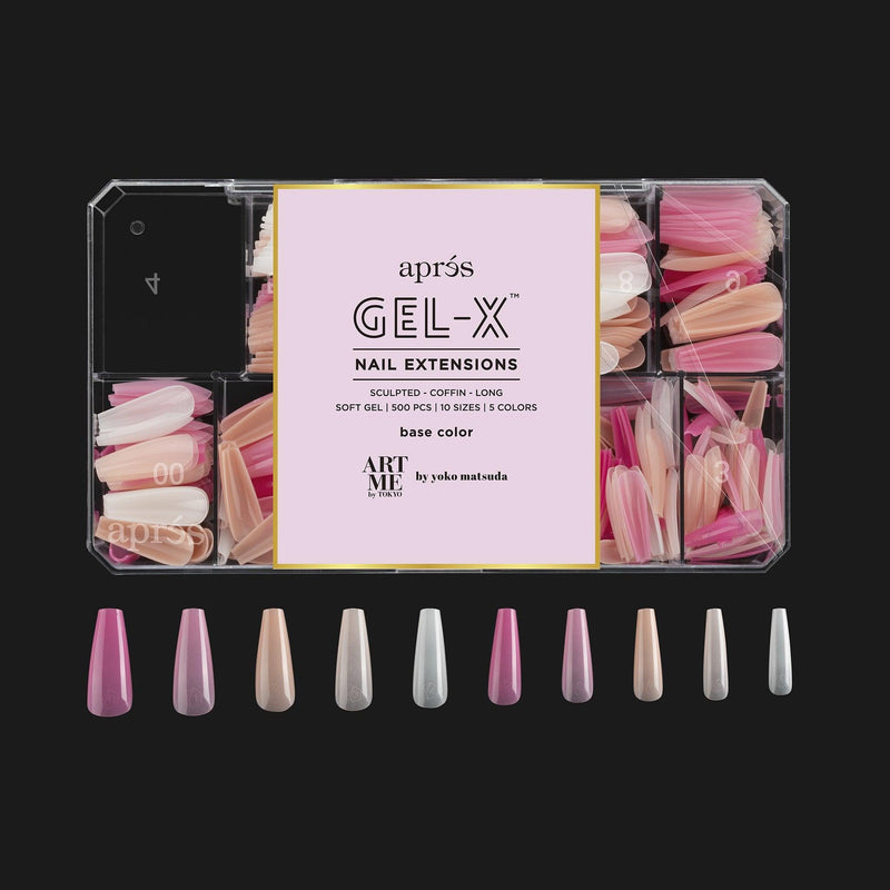 Aprés Tips Sculpted - Coffin - Long - Base Color - Angelina Nail Supply NYC