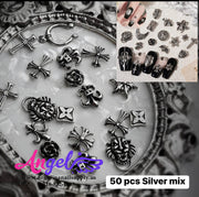 Cross Ancient Gold & Silver Nail Charm - Angelina Nail Supply NYC