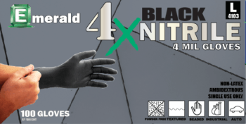 Emerald Glove 4x Black Nitrile Exam - Angelina Nail Supply NYC