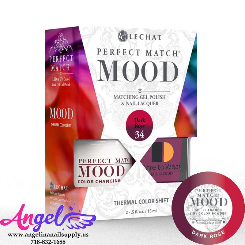 Lechat Mood Gel Duo 34 Dark Rose - Angelina Nail Supply NYC