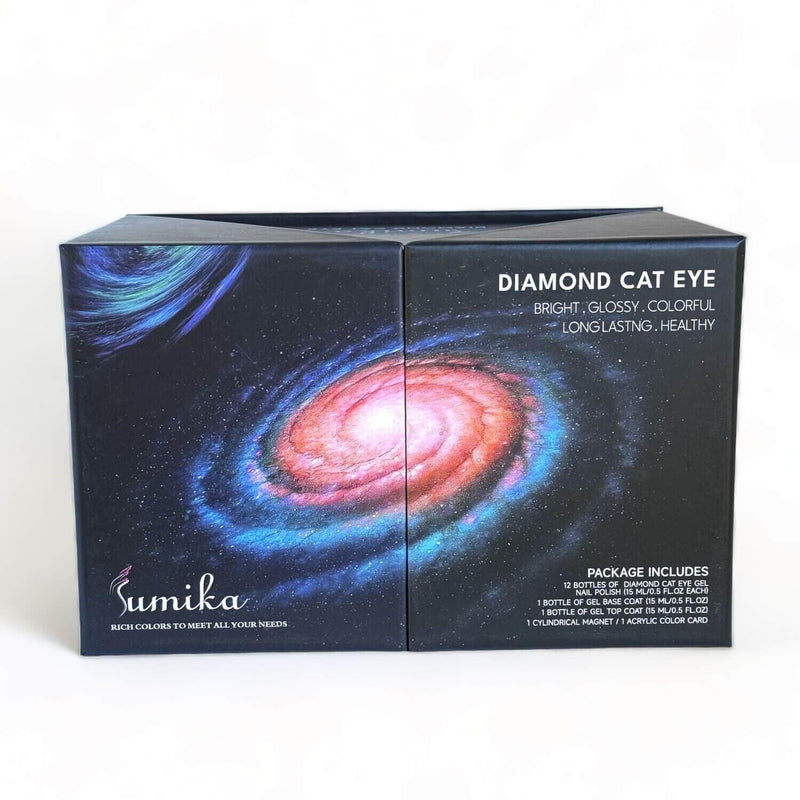 Sumika Diamond Cateye Set 12 Color 1 Base 1 Top 1 Magnets - Angelina Nail Supply NYC